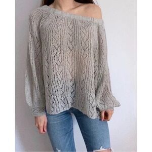 Free People knit off the shoulder gray sweater